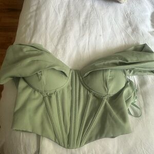 Turquoise corset off the shoulder going out top, size S